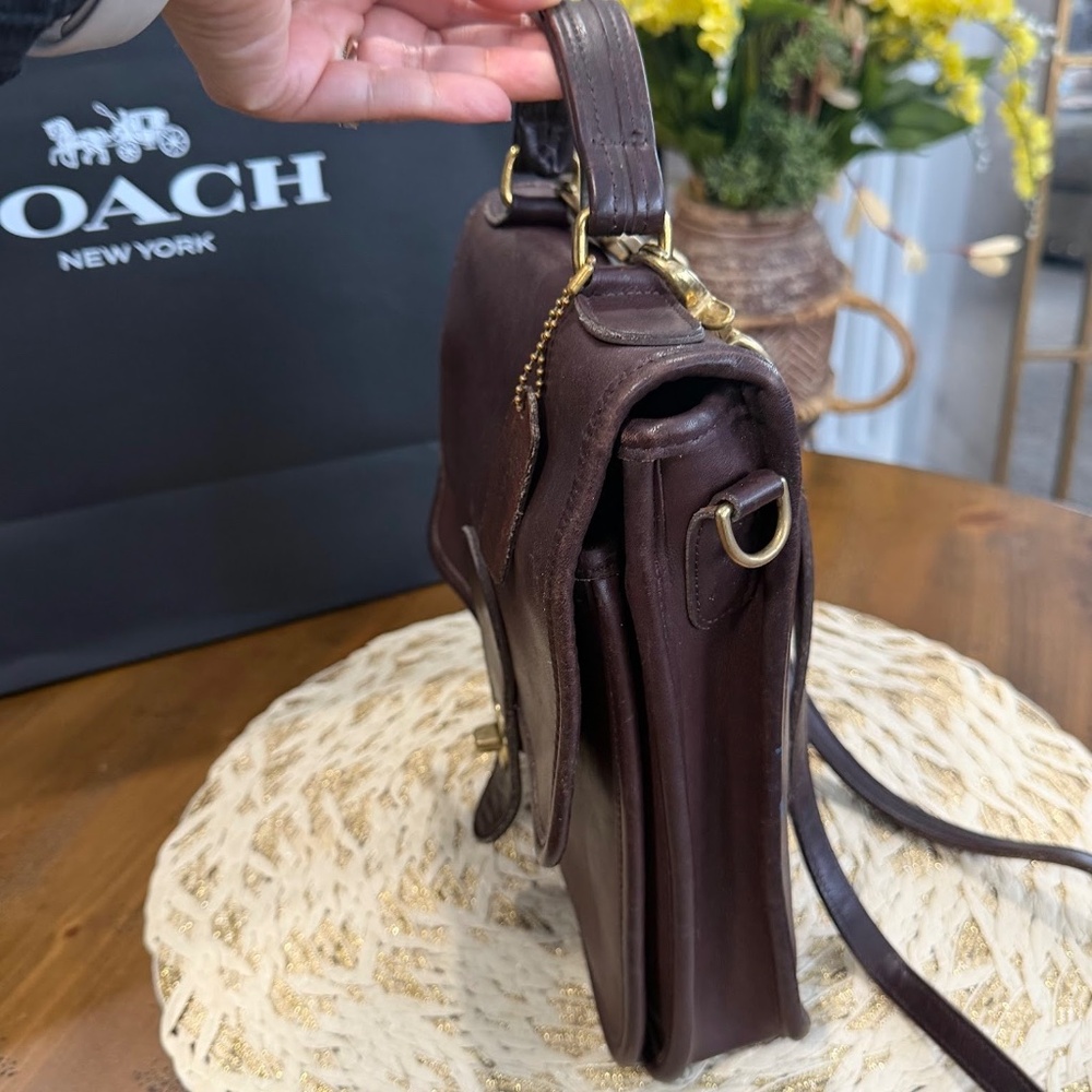 Vintage Coach Station Bag 5130 Mahogany Brown Leather Crossbody Purse - Picture 4 of 13
